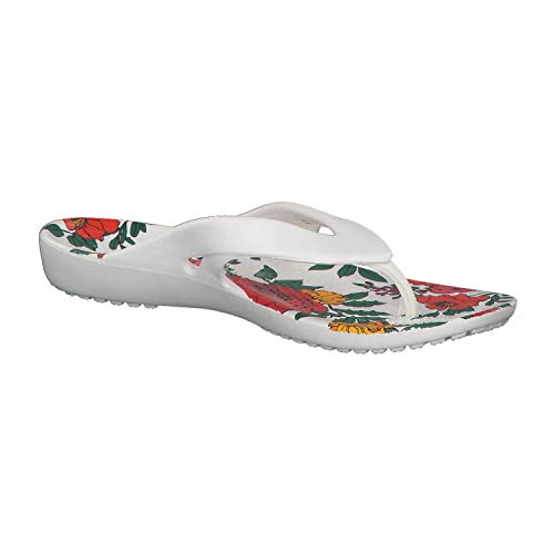 CROCS Kadee II Printed Flip W, Chanclas Tiempo Libre y Sportwear Mujer, Multicolor (White/Floral), 42 EU