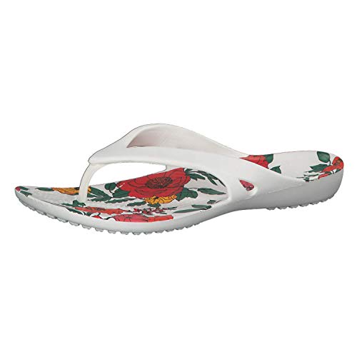 CROCS Kadee II Printed Flip W, Chanclas Tiempo Libre y Sportwear Mujer, Multicolor (White/Floral), 42 EU