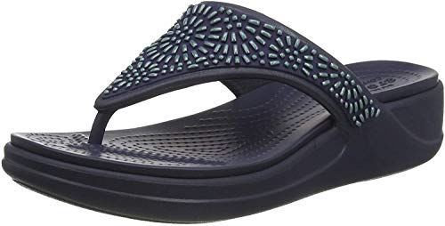 Crocs Monterey Diamante WdgFpW, Chanclas Mujer, Azul, 39 EU