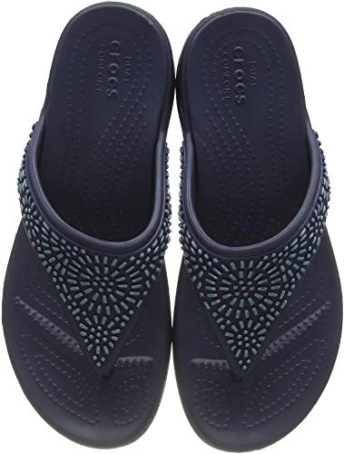 Crocs Monterey Diamante WdgFpW, Chanclas Mujer, Azul, 39 EU