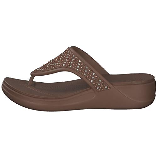 Crocs Monterey Shimmer Wedge Flip, Sandalias con cuña Mujer, Bronze, 42 EU
