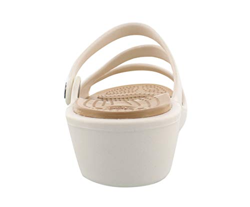 Crocs Patricia Women, Sandalias de Punta Descubierta para Mujer, Blanco (Oyster/Gold 13s), 39/40 EU