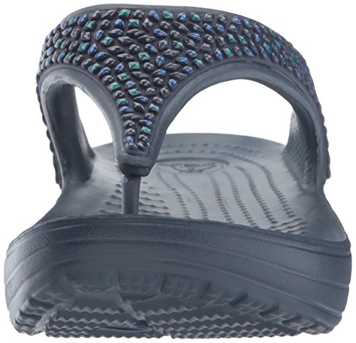 Crocs Sloane Embellished Flip, Chanclas para Mujer, Azul (Navy/Turquoise 4ad), 39/40 EU