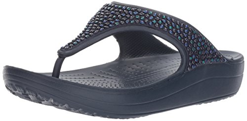 Crocs Sloane Embellished Flip, Chanclas para Mujer, Azul (Navy/Turquoise 4ad), 39/40 EU