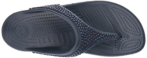 Crocs Sloane Embellished Flip, Chanclas para Mujer, Azul (Navy/Turquoise 4ad), 39/40 EU