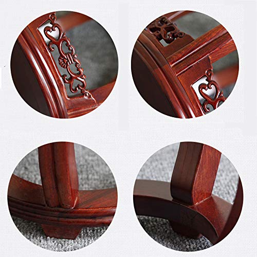 CROWNXZQ Taburete Redondo Antiguo Chino, Taburete de Madera Maciza de Caoba, Estilo artístico, Taburete pequeño de Tambor para el hogar, Taburete para Zapatos, Taburete pequeño 12.4 * 12.4 * 11.6in