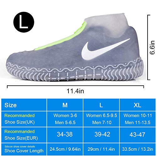 Cubierta del Zapato, Funda de Silicona para Zapatos con Suela Antideslizante y Diseño de Cremallera, Funda de Zapato Reutilizable & Impermeable para Días de Lluvia y Nieve (XL (43--47), Transparente)