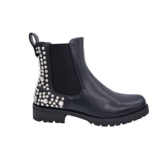 CucuFashion - Botas de tacón Grueso con Cremallera, Botas de Tobillo Gruesas, Botas Negras con tacón Negro y Botas Tobilleras con tacón para Mujer, Color Negro, Talla 36 EU
