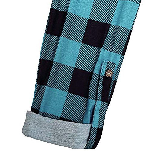 Cuello en V Camisetas Manga Larga Mujer Tumblr Kimono Otoño Mujer Camisetas Camisas a Cuadros Ropa Chandal Chaquetas Tops Sudaderas Mujer Capucha Blusa con Botón riou