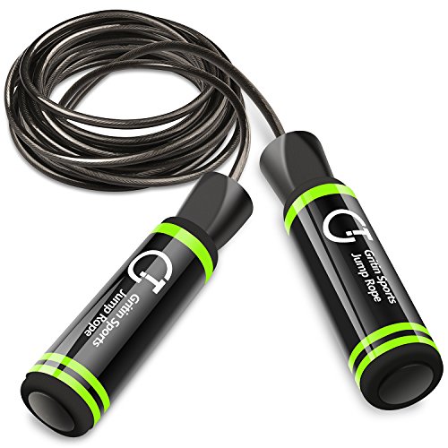 Cuerda para Saltar,Gritin Velocidad Cuerda de salto con mango de espuma de suave y cuerda ajustable libre y rodamientos de bolas rápidos para entrenamientos de gimnasia-Negro