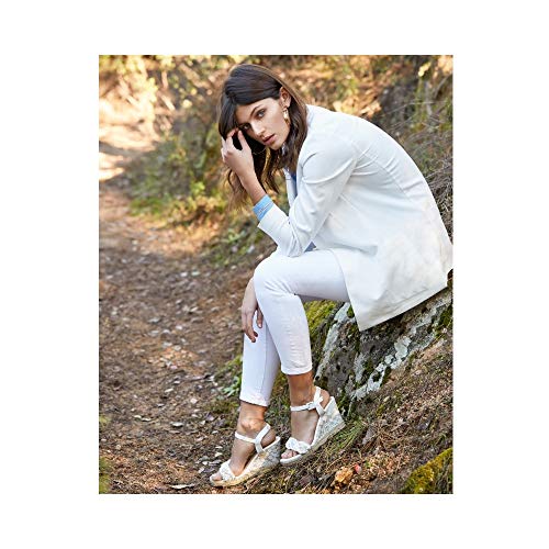 Cuña de Esparto Novia Trenzado en Tira Blanco