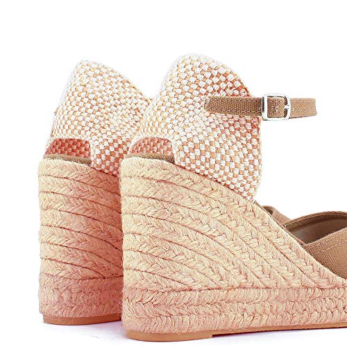 Cuña de Esparto Plataforma Yute 9 cm (Camel Tostado, 39)