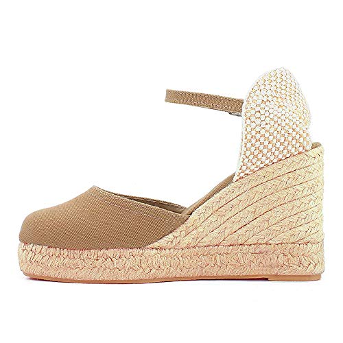 Cuña de Esparto Plataforma Yute 9 cm (Camel Tostado, 39)