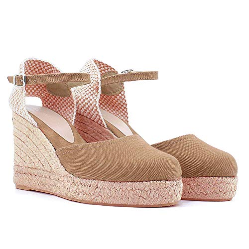 Cuña de Esparto Plataforma Yute 9 cm (Camel Tostado, 39)