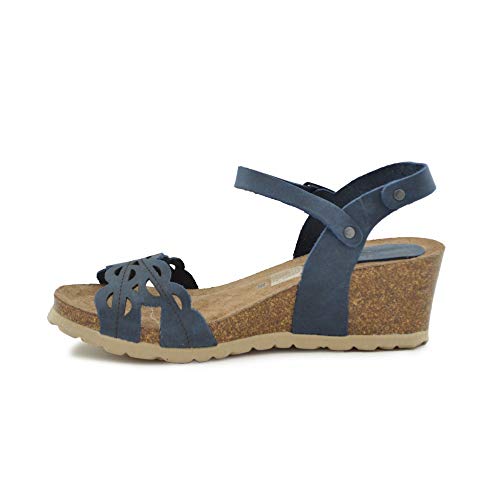 Cuña Media Piel troquelada Azul