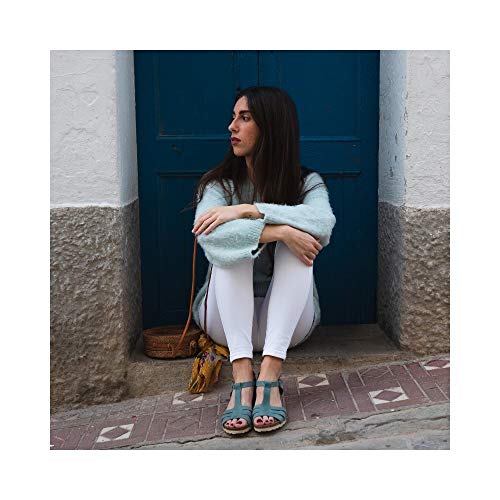 Cuña Media Piel Turquesa