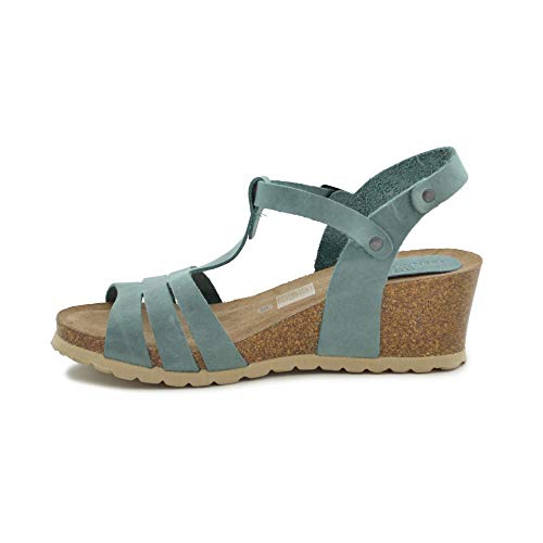 Cuña Media Piel Turquesa