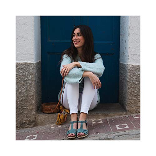 Cuña Media Piel Turquesa