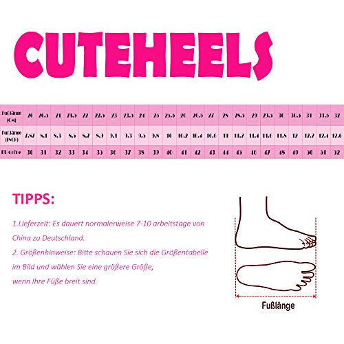 CuteHeels - Zapatos de tacón para mujer, color Negro, talla 34 EU