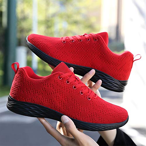 CXWRZB Mujer Gimnasia Ligero Sneakers Zapatillas de Deportivos de Running para Rojo Negro C 38 EU