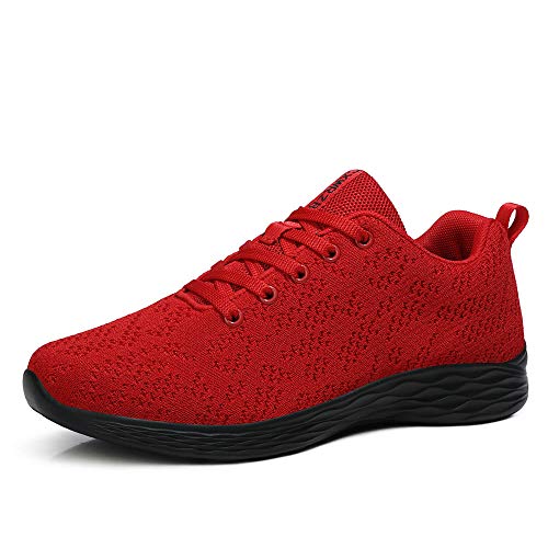 CXWRZB Mujer Gimnasia Ligero Sneakers Zapatillas de Deportivos de Running para Rojo Negro C 38 EU