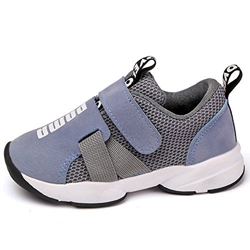 Daclay Zapatos niños Deportivo Transpirable y Transpirable con Parte Superior de Cuero cómoda con Zapatillas Velcro Sneakers (Gris,28 EU)
