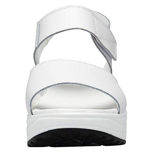 DAFENP Sandalias Plataforma Mujer Verano Sandalias Cuña Comodas Cuero Zapatos Tacon para Caminar LX308-2-white-EU40
