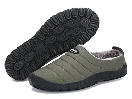 DAFENP Zapatillas de Casa para Hombre/Mujer Zapatillas Fluff Antideslizantes Invierno Cálido Confortables Casa Interior/al Aire Libre XZ322-grey-EU45