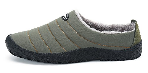 DAFENP Zapatillas de Casa para Hombre/Mujer Zapatillas Fluff Antideslizantes Invierno Cálido Confortables Casa Interior/al Aire Libre XZ322-grey-EU45