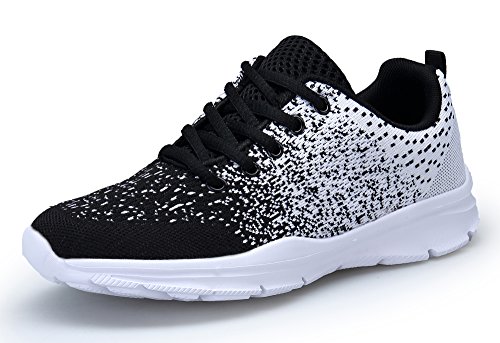 DAFENP Zapatillas de Running para Hombre Mujer Zapatos para Correr y Asfalto Aire Libre y Deportes Calzado Ligero Transpirable XZ747-M-blackwhite2-EU41