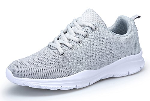 DAFENP Zapatillas de Running para Hombre Mujer Zapatos para Correr y Asfalto Aire Libre y Deportes Calzado Ligero Transpirable XZ747-M-gray1-41EU