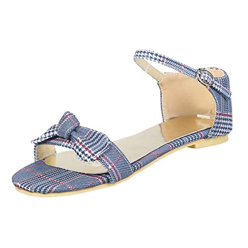 Damas Sandalias Planas Verano Tacón bajo Peep-Toe Espalda Abierta Mariposa Nudo Ocio Vacaciones al Aire Libre Mujeres Hebilla de Hebilla Zapatos de Correa