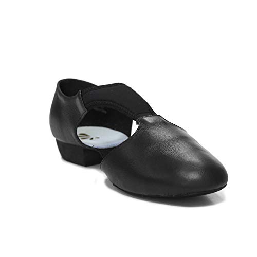 DANCEYOU Zapatos de Jazz para Mujer con Suela Blanda Zapatos de Baile Latino para Hombre Sandalias de Enseñanza de Baile de Cuero para Baile de Salón Salsa Latina Moderna, Negro EU 39.5