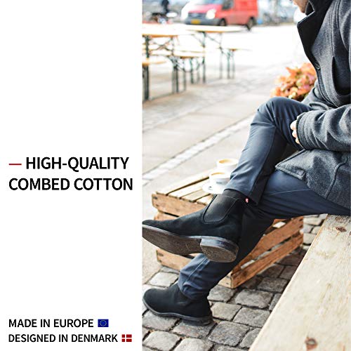 DANISH ENDURANCE Calcetines de Algodón, para Hombre y Mujer, Calcetines Clásicos de Vestir, Cómodos, Transpirables, para el Uso Diario, Negro, Gris, Rojo, Pack de 3 (Negro, EU 43-47)