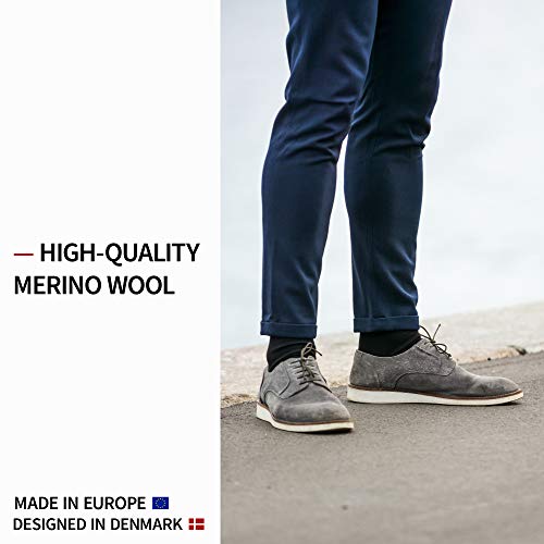 DANISH ENDURANCE Calcetines de Lana Merino, para Hombre y Mujer, Calcetines Clásicos de Vestir, Cómodos, Transpirables, para el Uso Diario, Negro, Gris, Pack de 3 (Negro, EU 48-51)