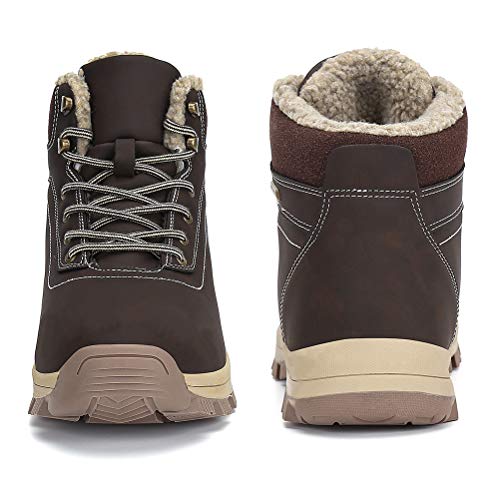 Dannto Botas Hombre Mujer Botines Zapatos Invierno Botas de Nieve Cálido Fur Forro Aire Libre Boots Urbano Senderismo Esquiar Caminando（Marrón,43