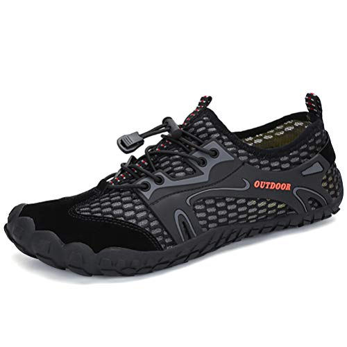 Dannto Hombre Mujer Zapatos de Agua para Hombre Surf Escarpines Playa Natación Respirable Antideslizante Playa Natación Aire Libre Zapatos de Agua para Vela,Kayak,Buceo(Negro-A,42)