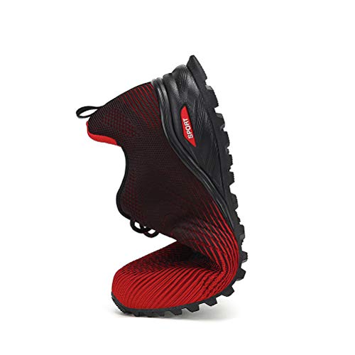 Dannto Zapatillas de Deporte Hombre Zapatos para Correr Aire Libre y Deporte Athletic Cordones Zapatillas De Running Trail Tenis Basket Respirable Gimnasio Sneakers （Rojo,44