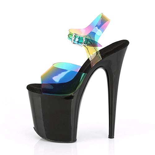 DEAR-JY Zapatos de Tacón para Mujer,Sandalias de tacón Alto con Efecto de Arco Iris Sexy de 20 cm,Talla Grande Tacones Fetiche Zapatos de salón con Pasarela Modelo Pole Dance,39 EU/6.5 UK