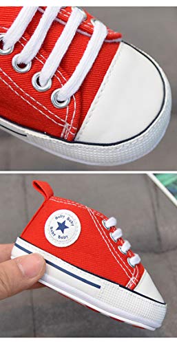 DEBAIJIA Bebé Primeros Pasos Zapatos de Lona 0-6M Niños Alpargata Suave Antideslizante Ligero Slip-on 17 EU Azul (Tamaño Etiqueta-1)