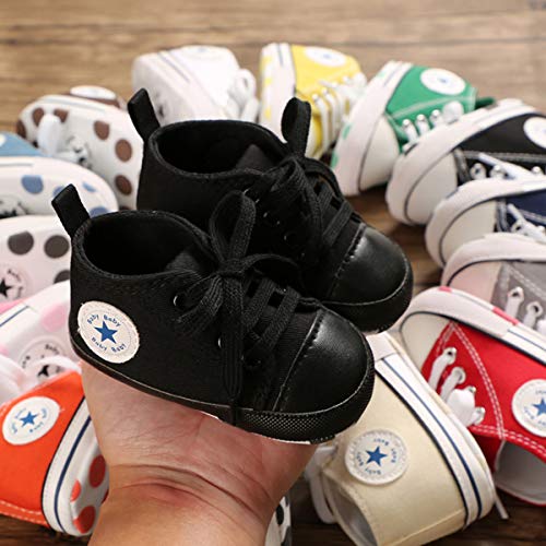 DEBAIJIA Bebé Primeros Pasos Zapatos de Lona 0-6M Niños Alpargata Suave Antideslizante Ligero Slip-on 17 EU Azul (Tamaño Etiqueta-1)