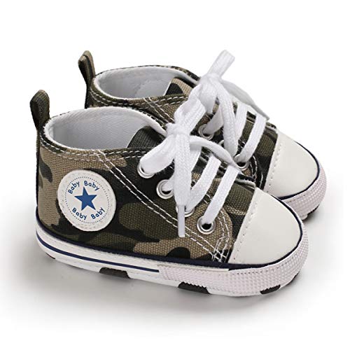 DEBAIJIA Bebé Primeros Pasos Zapatos de Lona 0-6M Niños Alpargata Suave Antideslizante Ligero Slip-on 17 EU Ejercito Verde (Tamaño Etiqueta-1)