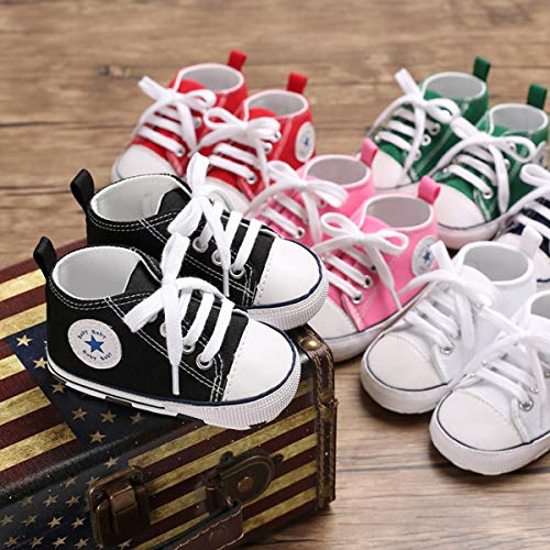 DEBAIJIA Bebé Primeros Pasos Zapatos de Lona 0-6M Niños Alpargata Suave Antideslizante Ligero Slip-on 17 EU Ejercito Verde (Tamaño Etiqueta-1)
