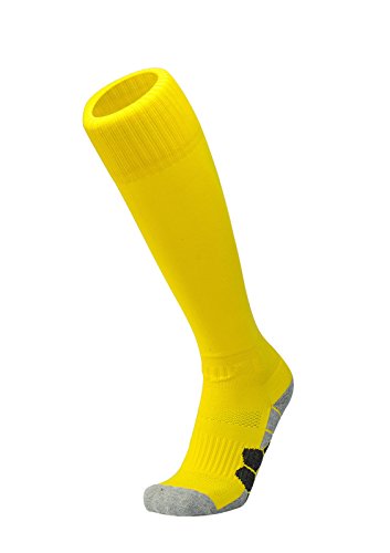 DEBAIJIA Calcetines de Fútbol Deportes al aire Libre de Medias de Fútbol Mujeres/Hombre Niños/Niñas Para Baloncesto, Lacrosse, Rugby, Hockey& Otros deportes Amarillo - S