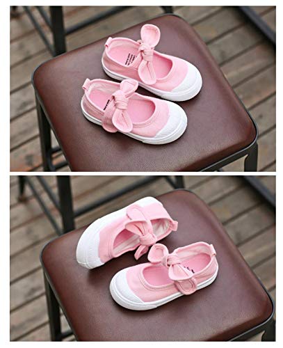 DEBAIJIA Primeros Pasos Zapatos 1-12 años Escuela Lona Niña Lazo Antideslizante Moda Casual Deportes Planos Zapatillas de Deporte Suela Suave 24 EU Rosa Roja (Tamaño Etiqueta 25)