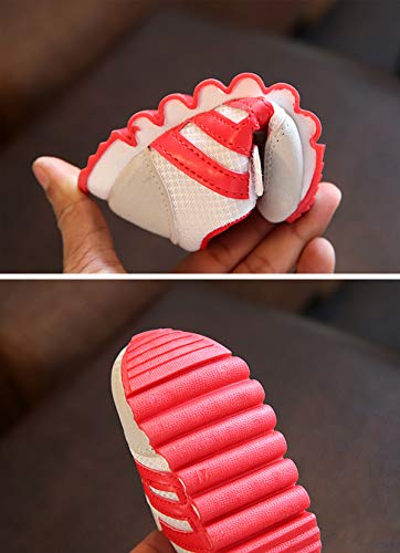 DEBAIJIA Zapatos para Niños 0-3T Bebés Caminata Niños Niñas Suela Suave Lona Antideslizantes TPR Material 17/18 EU Rojo (Tamaño Etiqueta 15)