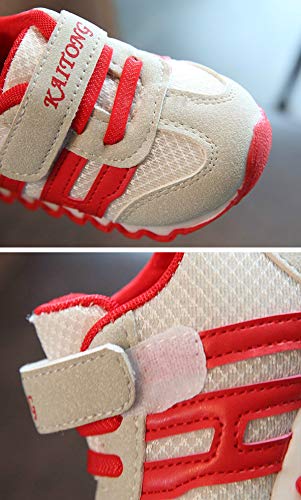 DEBAIJIA Zapatos para Niños 0-3T Bebés Caminata Niños Niñas Suela Suave Lona Antideslizantes TPR Material 17/18 EU Rojo (Tamaño Etiqueta 15)