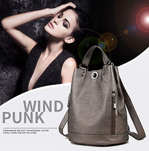 DEERWORD Mujer Bolsos Mochila Vestir Antirobo Pequeña Cuero Hombro Piel de PU Casual Bandolera Oro
