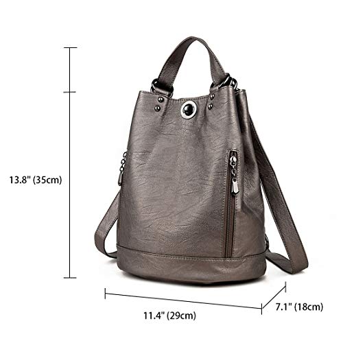 DEERWORD Mujer Bolsos Mochila Vestir Antirobo Pequeña Cuero Hombro Piel de PU Casual Bandolera Oro