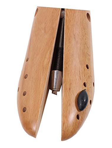Delfa Alargador de zapatos de madera de haya, 1 unidad, con mecanismo de 2 vías, de metal, ancho y longitud extensible, color Beige, talla S 34-36 Da.